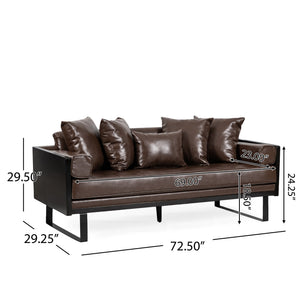 English Elm Christopher Knight Home® - LOVESEAT Contemporary Oversized Faux Leather Loveseat with Button Tufting, Iron Sled Legs, 72.5" Dark Brown 72103.00PUDBRN