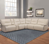 Parker House Parker Living Spartacus - Oyster 6 Piece Modular Power Reclining Sectional with Power Adjustable Headrests Oyster 70% Polyester, 30% PU (W) MSPA-PACKA(H)-OYS