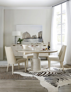 Hooker Furniture Cascade Sculpted Pedestal Dining Table In Brushed Taupe Oak Veneer, Distressed Transitional Style 6120-75203-80
