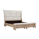 Higgins Street King Upholstered Bed Brown with Woodland Stone Finish P349-BR-K3 Pulaski Furniture