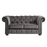 Homelegance By Top-Line Pietro Tufted Chesterfield Loveseat Dark Grey Velvet