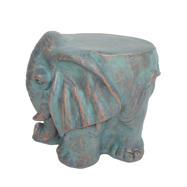 English Elm Christopher Knight Home® - Elephant Copper Patina Garden Stool - Weather-Resistant Magnesium Oxide Accent Table, 16.75L x16W x14.25H 63393.00COP