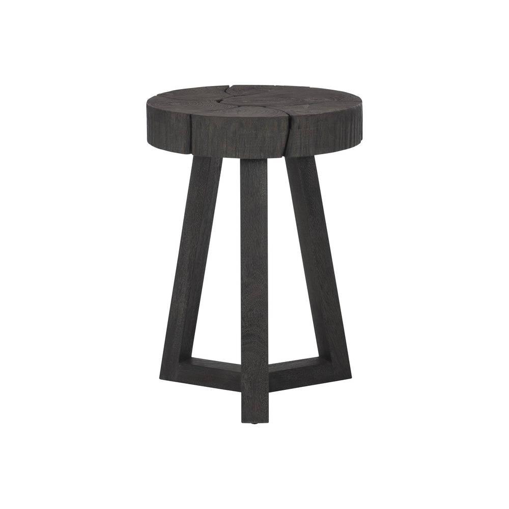 Bernhardt Bernhardt Lanita Accent Table With Sliced Teak Top & Sculptural Suar Wood Base, Rustic Modern Decor 301123
