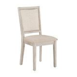 Homelegance By Top-Line Theordore Beige Linen Rattan Back Dining Chairs (Set of 2) White Rubberwood