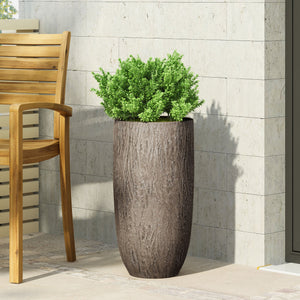 English Elm Mgo Tall Cylindrical Outdoor Planter Textured Column Style for Patio or Garden 73363.00