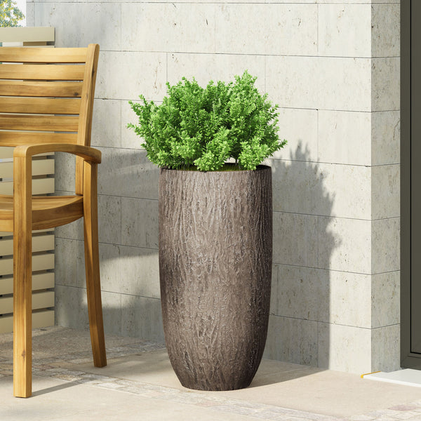 English Elm Mgo Tall Cylindrical Outdoor Planter Textured Column Style for Patio or Garden 73363.00