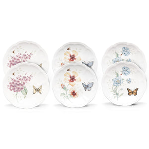 Lenox Butterfly Meadow 6-Piece Tidbit Plate Set Multi, WHITE PORCELAIN 817046