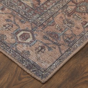Feizy Rugs Percy Transitional Medallion Rug - Durable Machine Washable Design With Timeless Distressed Charm Orange,Brown,Taupe Polyester,Cotton,Viscose Prc39alfbrnrstf71