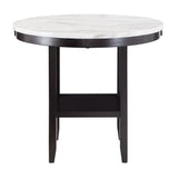 Homelegance By Top-Line Saber White Faux Marble Round Table Espresso Marble