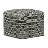 Outdoor Square Woven Pouf with Geometric Pattern