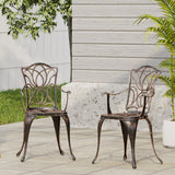 Christopher Knight Home® Tucson Dining Chairs Set of 2, Black Copper - Weather Resistant, Floral Design - 21.00 x 20.50 x 36.30