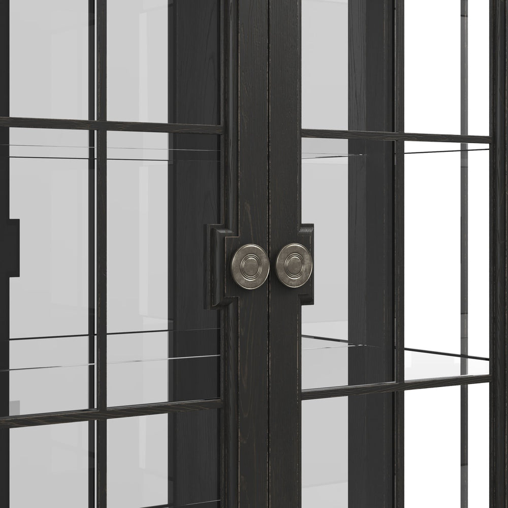 Atrium China Cabinet with LED Lighting, Adjustable Glass Shelves & Elegant Crown Molding Design