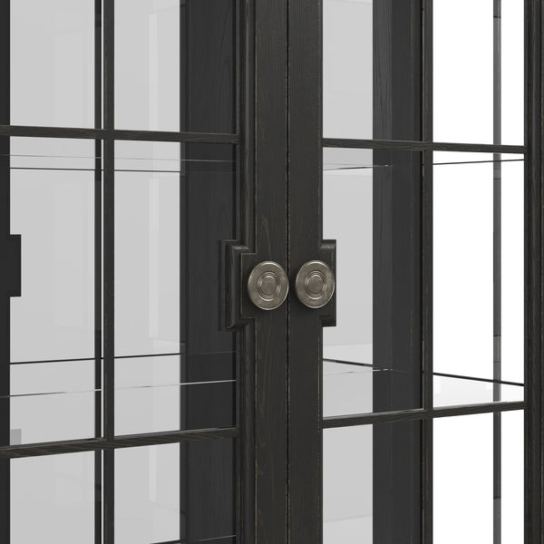 Atrium China Cabinet with LED Lighting, Adjustable Glass Shelves & Elegant Crown Molding Design