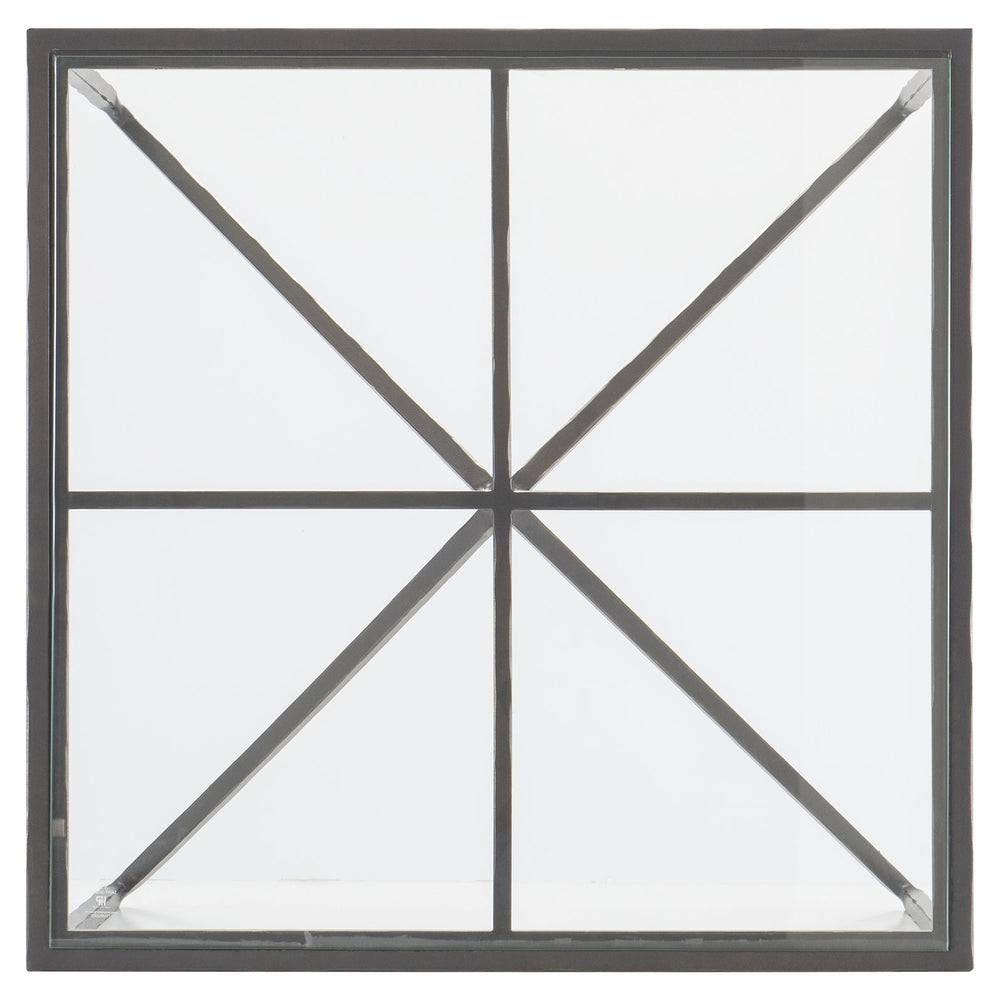 Bernhardt Bernhardt Fulton Side Table With Aged Bronze Arched Iron Base And Inset Tempered Glass Top - Modern Industrial Charm 427111