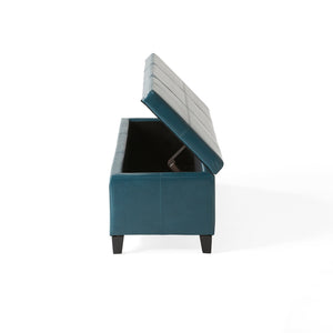 English Elm Glouster Bench Style Pu Leather Storage Ottoman with Soft Close Lid for Bedroom Teal 57742.00TEL