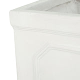 Christopher Knight Home® - Noble House - Burgos Outdoor Medium Cast Stone Planter, Antique White