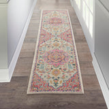 Nourison Passion PSN25 Machine Made Power-loomed Ornamental Border Indoor Only Bohemian Vintage Rug Ivory Pink, Ivory Pink 100% Polypropylene 99446748096