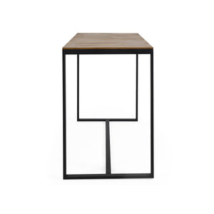 English Elm Christopher Knight Home® - EZRA Outdoor Industrial Acacia Wood Bar Table with Teak Finish and Iron Frame for Stylish Patios Black 70261.00