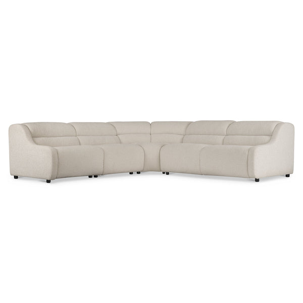 Bernhardt Bernhardt Gio Power Motion Sectional With Channeled Upholstery, Adjustable Headrests, Modern Sculpted Design And Modular Versatility Cream 121" W x 121" D x 33" H K2181