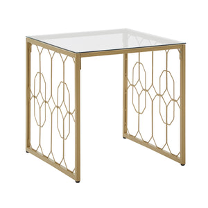 Homelegance By Top-Line Doxie Octagon Pattern Gold Metal and Glass End Table Gold Metal