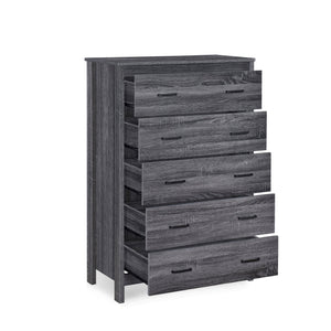 English Elm Christopher Knight Home® - Toolless 5-Drawer Chest with Faux Wood Finish, Moisture-Resistant MDF, Sleek Bar Handles, Compact Storage DARK GREY 72039.00SONGRY