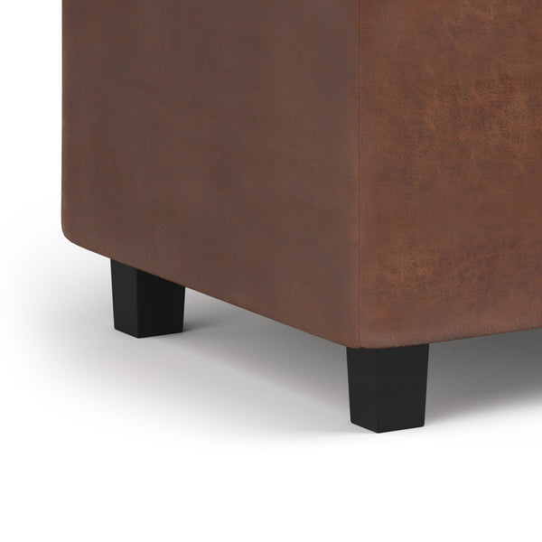 English Elm Cosmopolitan Storage Ottoman - Distressed Saddle Brown Faux Leather With Hidden Storage & Style B136P159770