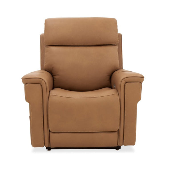 Hooker Furniture Lyra Semi-Aniline Top Grain Leather Power Lift Recliner With Wireless Charging, Cupholder, Lumbar Brown RC622-PHLL4-082