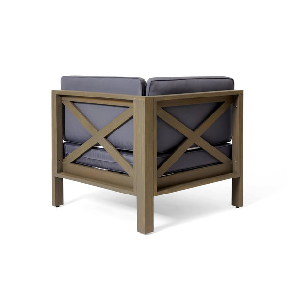 English Elm Brava Acacia Wood Outdoor Modular Sofa Set Mid-century Slatted Cross-back Patio Seating 57967-8-64489DGY-64496GRY