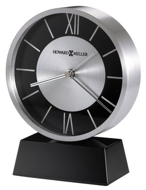 Hekman Furniture 645787 Davis Tabletop Clock - Modern Brushed Aluminum Design With Stylish Black Base & Quartz Movement  Davis Tabletop Clock 645787