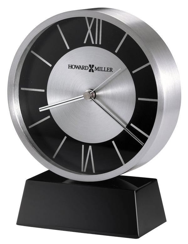 Hekman Furniture 645787 Davis Tabletop Clock - Modern Brushed Aluminum Design With Stylish Black Base & Quartz Movement  Davis Tabletop Clock 645787