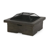 Christopher Knight Home® - Noble House - Bolton Outdoor Lightweight Concrete Wood Burning Square Fire Pit, Gray