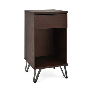 English Elm Christopher Knight Home® - 1 Drawer Tall End Table Walnut MDF Nightstand with Drawer & Shelf, Industrial Matte Black Legs, Compact Stylish Storage 68976.00