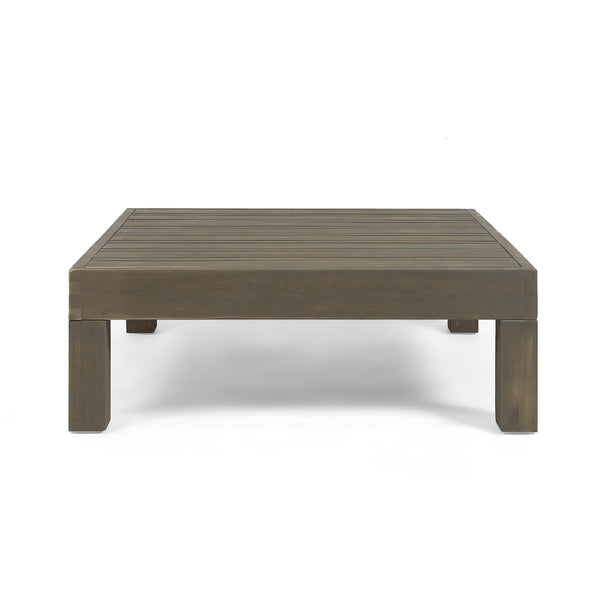 English Elm Brava Outdoor Acacia Corner Bench Set with Coffee Table for Patio Entertaining 57968.00WHI-64496.00GRY