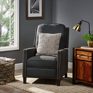English Elm Christopher Knight Home® - 27.5" Wide Manual Standard Recliner with Plush Upholstery, Nailhead Trim & Contemporary Pushback Comfort Dark Gray 62808.00DGRY
