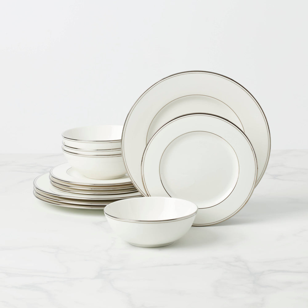 Lenox Federal Platinum 12-Piece Dinnerware Set, Service for 4 White, WHITE PORCELAIN 895707