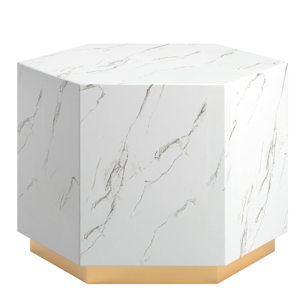 Homelegance By Top-Line Blaise Faux Marble Coffee Table Gold Marble