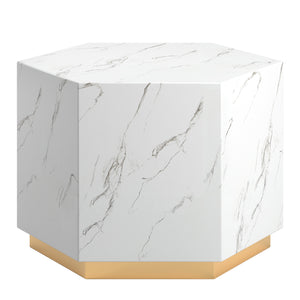 Homelegance By Top-Line Blaise Faux Marble Coffee Table with Casters White Marble