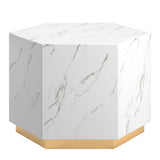 Homelegance By Top-Line Blaise Faux Marble Coffee Table with Casters White Marble