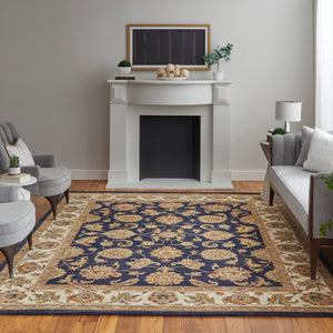 Feizy Rugs Wagner Hand Tufted Wool Oriental Rug - Durable, Stain-resistant Design Perfect For High-traffic Areas Blue,Tan,Gold Wool Wgr8944fnvybgef00