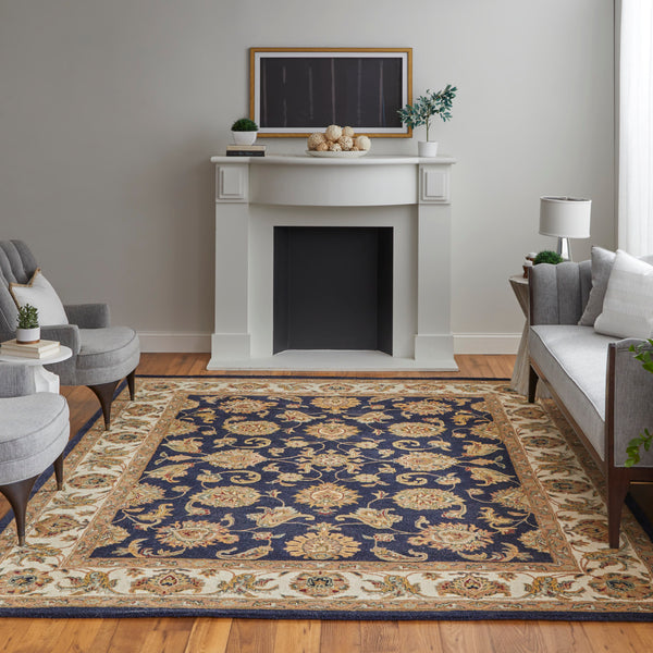 Feizy Rugs Wagner Hand Tufted Wool Oriental Rug - Durable, Stain-resistant Design Perfect For High-traffic Areas Blue,Tan,Gold Wool Wgr8944fnvybgef00