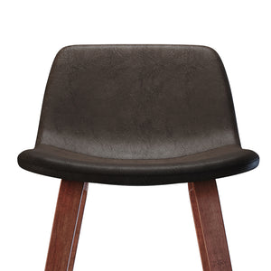 English Elm Addy 26" Counter Stool Set of 2 - Distressed Dark Brown Vegan Leather, Padded Mid-Century Comfort B136P158302