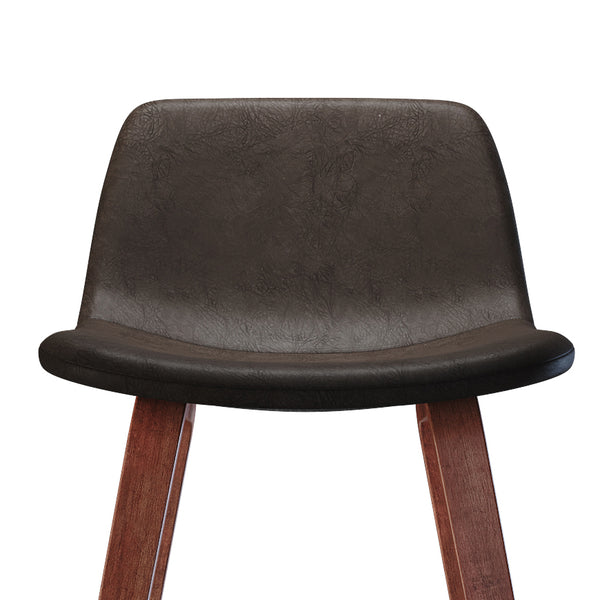 English Elm Addy 26" Counter Stool Set of 2 - Distressed Dark Brown Vegan Leather, Padded Mid-Century Comfort B136P158302