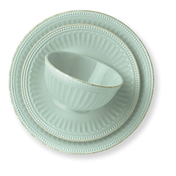 Lenox French Perle Groove Ice Blue 12-Piece Plate & Bowl Dinnerware Set Blue, LT BLUE STONEWARE 870009