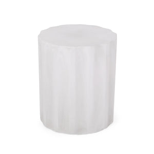 English Elm Outdoor Fluted Concrete Side Table Sculptural Wave Top Patio or Sunroom Accent 73434.00