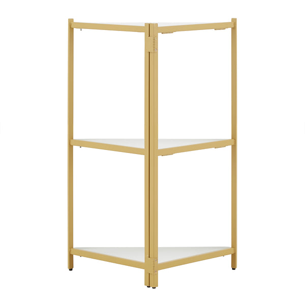 Homelegance By Top-Line Donnell Two-Tone Corner Bookcase Gold Iron