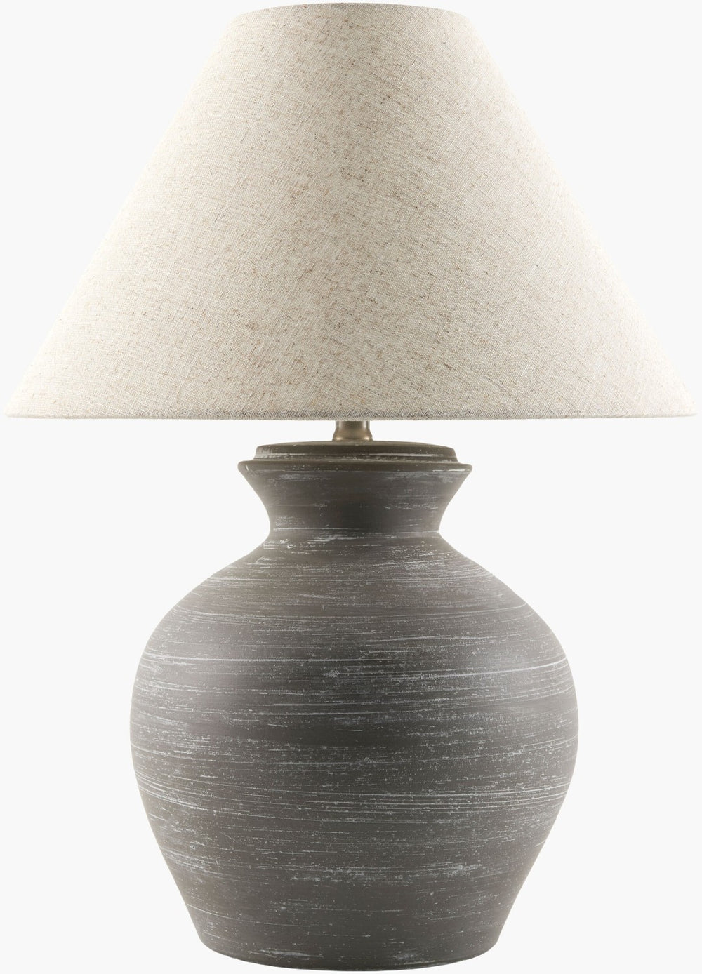 Livabliss Xenova Ceramic Table Lamp with Linen Shade and Iron Finial for Bedside or Console XNV-001