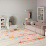 Nourison Imagination IMA12 Machine Made Machine Printed Borderless Design Indoor Only Kids  Rug Pink Multicolor, Pink Multicolor Pile, 100% Polyester 841491134405