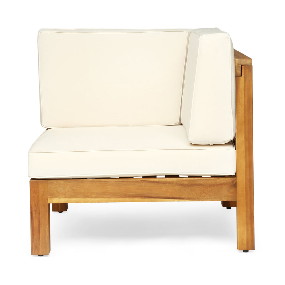 English Elm Brava Solid Acacia Cross-back Outdoor Armchair with Water-resistant Cushion Patio Seating Beige 64491.00BGE