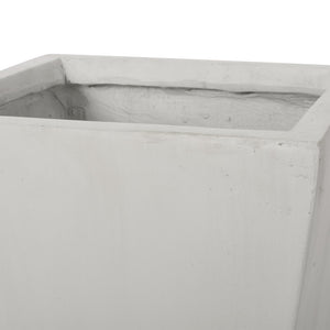 English Elm 13" Mgo Cast Stone Tapered Square Planter Architectural Matte Black Patio Accent Matte White 69574.00WHI
