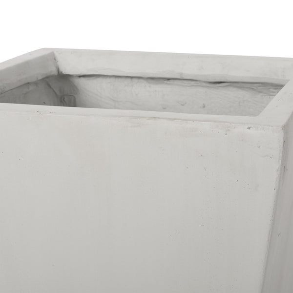 English Elm 13" Mgo Cast Stone Tapered Square Planter Architectural Matte Black Patio Accent Matte White 69574.00WHI